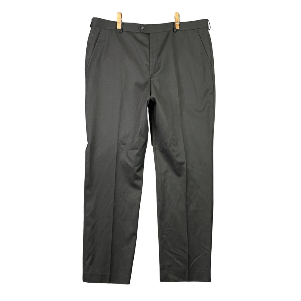 Stafford Dress Pants Mens 40x32 Black Classic Fit Wool Blend Coolmax Trousers